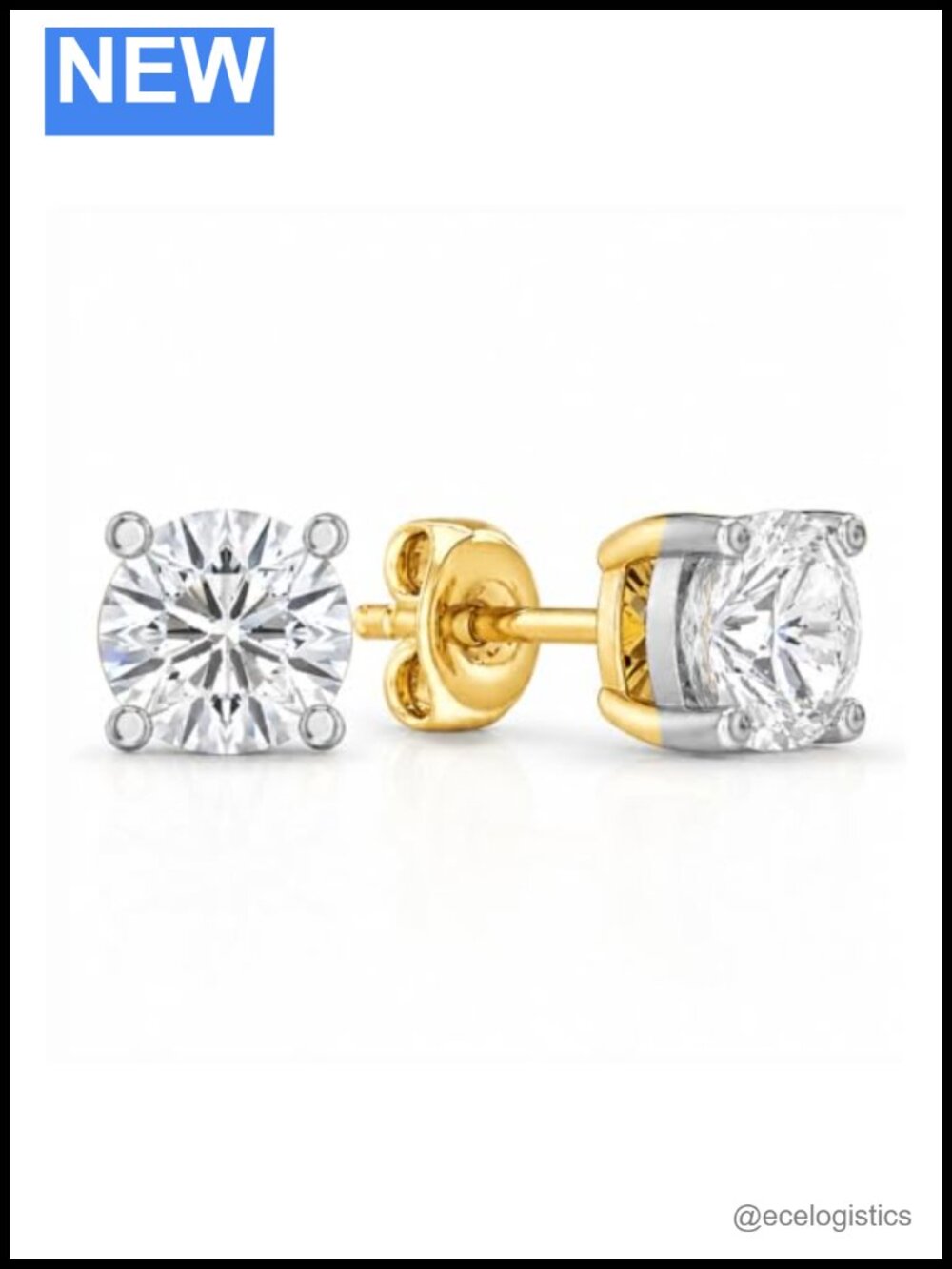 1/4 CTW Lab Grown Diamond Stud Earrings 14K White Yellow Gold Plated Silver